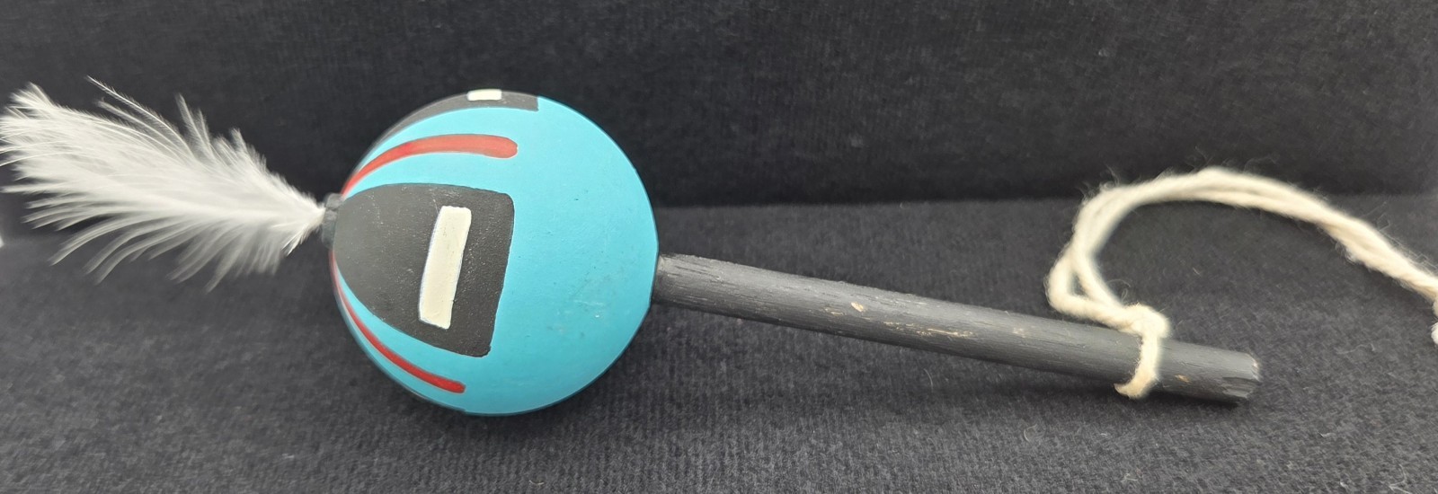 Hopi Kachina Ceremonial Spiritual Rattle Native American Indian Feather Folk Art