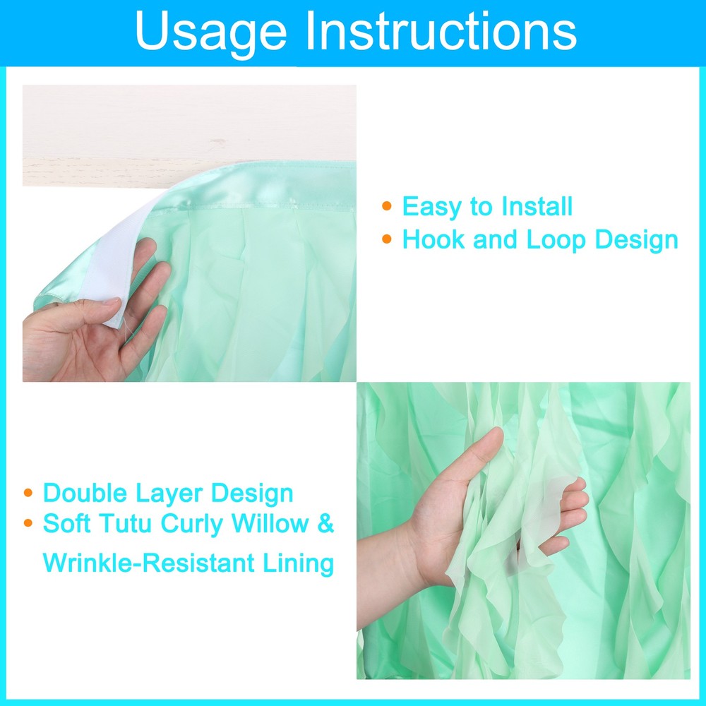 14ft Mint Green Tutu Tulle Table Skirt for Rectangle Tables