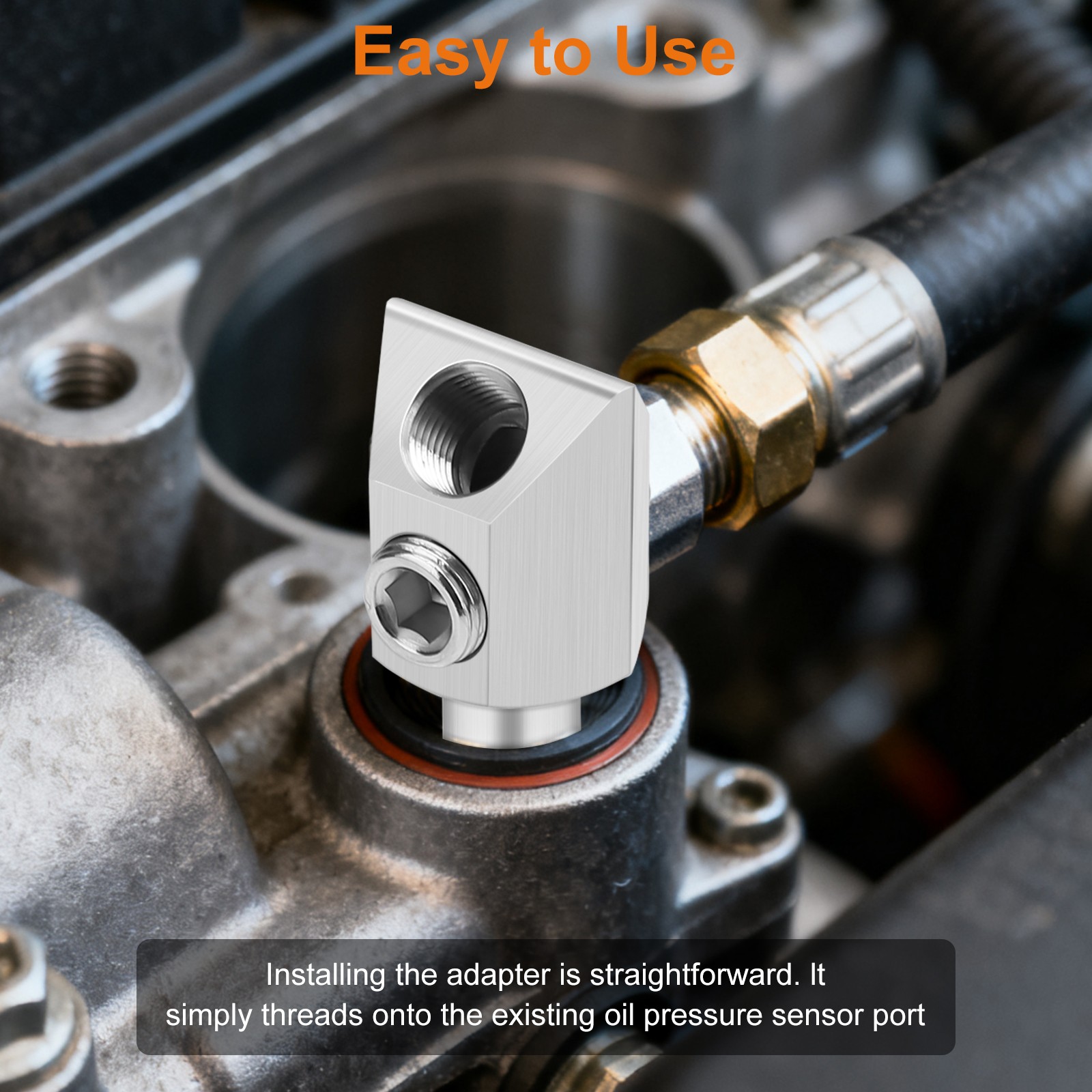 1/8" NPT Oil Pressure Sensor Tee port Thread Adapter for GM/Chevy 305/350 Engine