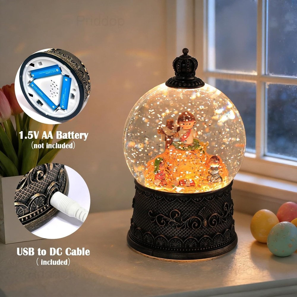 Elegant Empty Tomb Easter Snow Globe with 6H Timer – Christian Decor Gift
