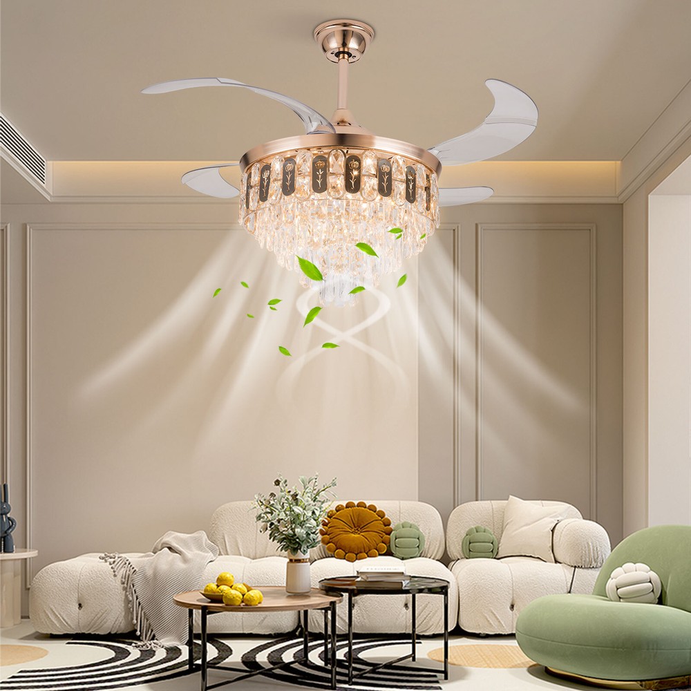 42 Inch 110V LED Ceiling Fan Adjustable Ceiling Light Fan With Remote Control