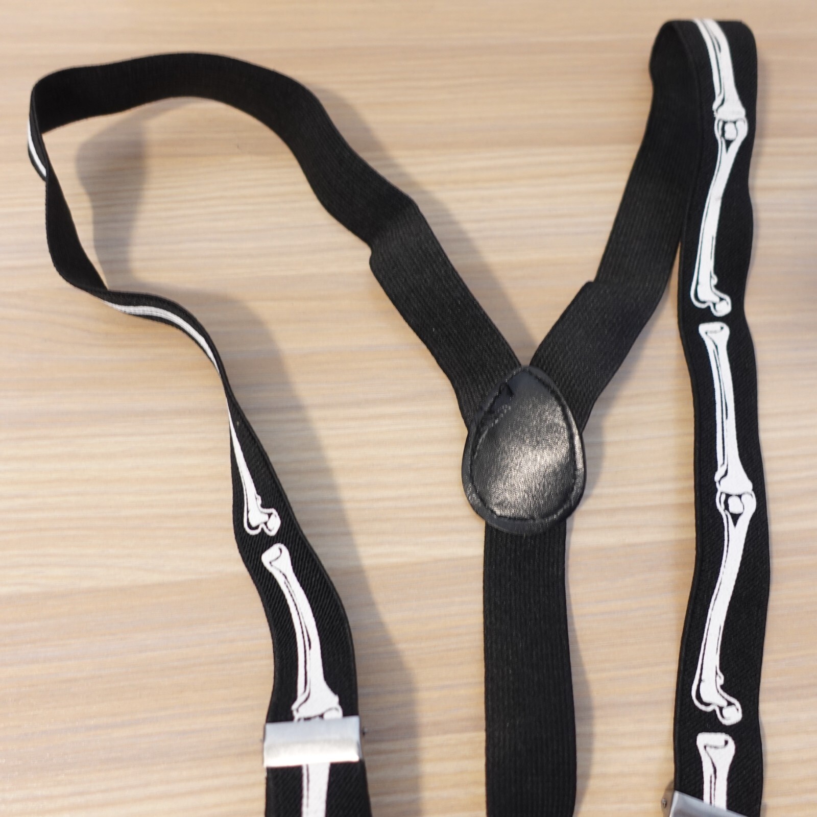 Suspender Boy Black White Clip On Y Back Halloween Bone Goth Adjustable Elastic