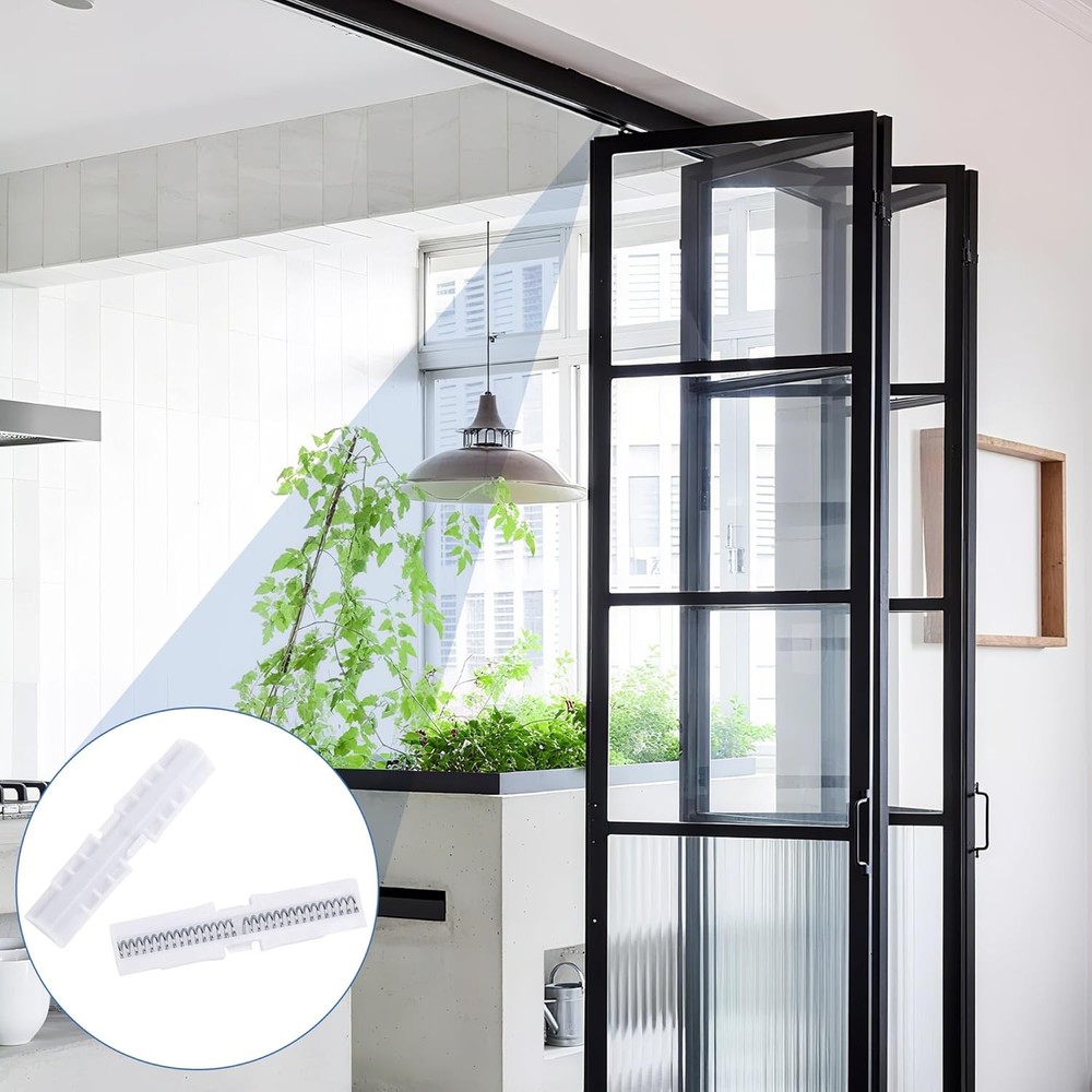 2 Pcs Bi-Fold Door Slide Guide,ABS Bifold Spring Rail,White 2