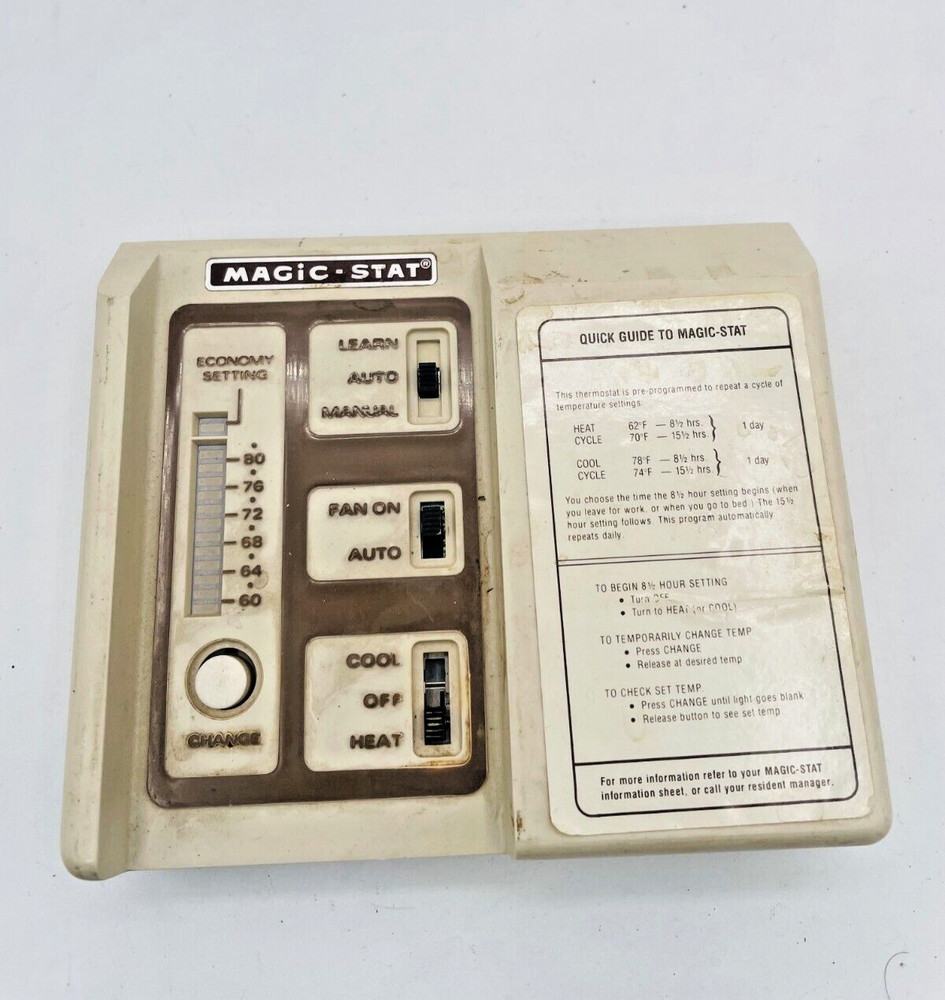 MagicStat Pre Programmed Heating & Cooling Thermostat Beige RARE