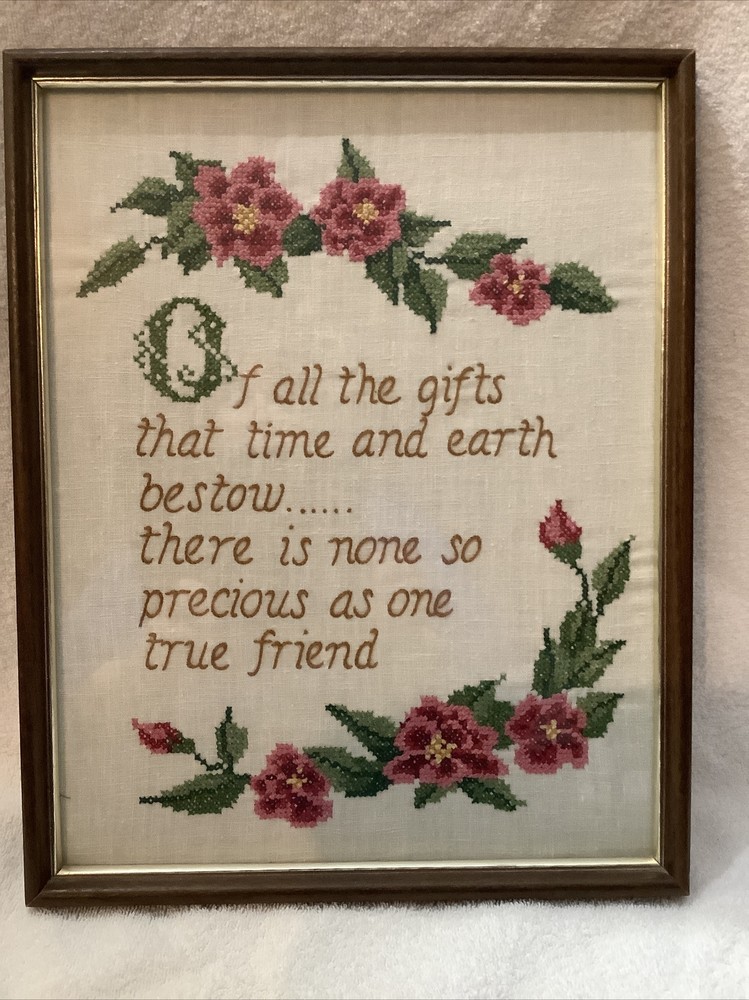 " TRUE FRIEND" 1980 NEEDLEPOINT FRAMED
