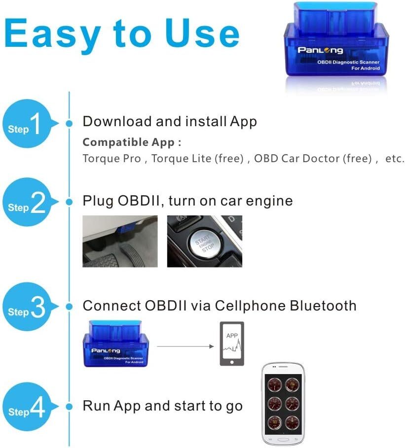 Escaner Obd2 Bluetooth Obdii Herramienta De Diagnostico Lector De Codigo De ...