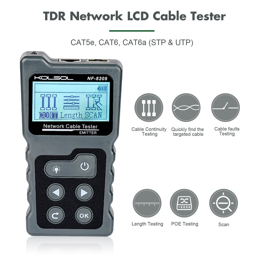 Network Cable Tester Test Cat5 Cat6 Lan POE Wire Checker Cable Wiremap Tester