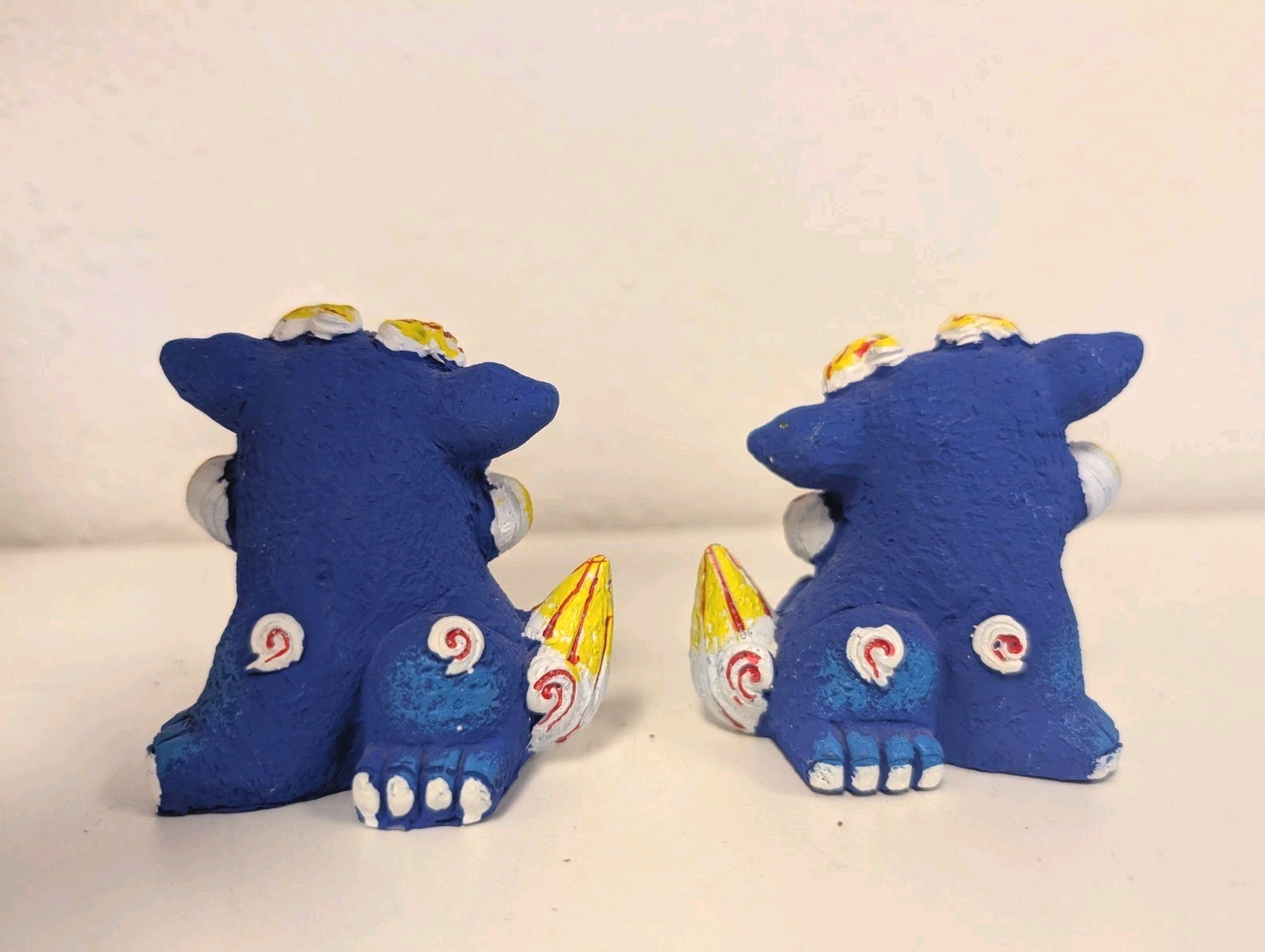 Shisa set of 2 small blue resin guardian foo dog figurines