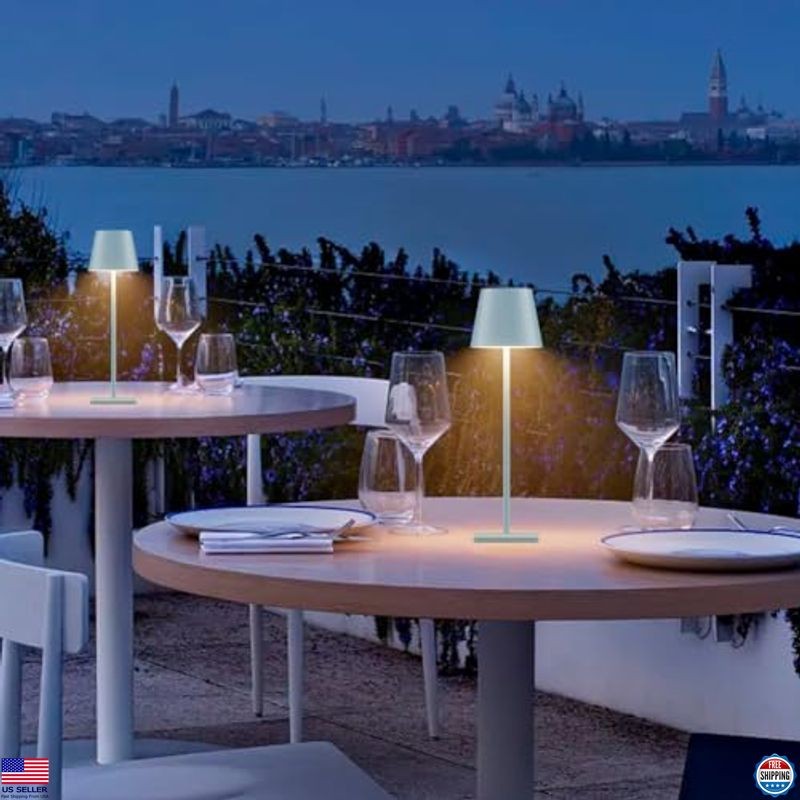 2-Pack Waterproof Rechargeable LED Table Lamps - Portable, Cordless, Dimmable