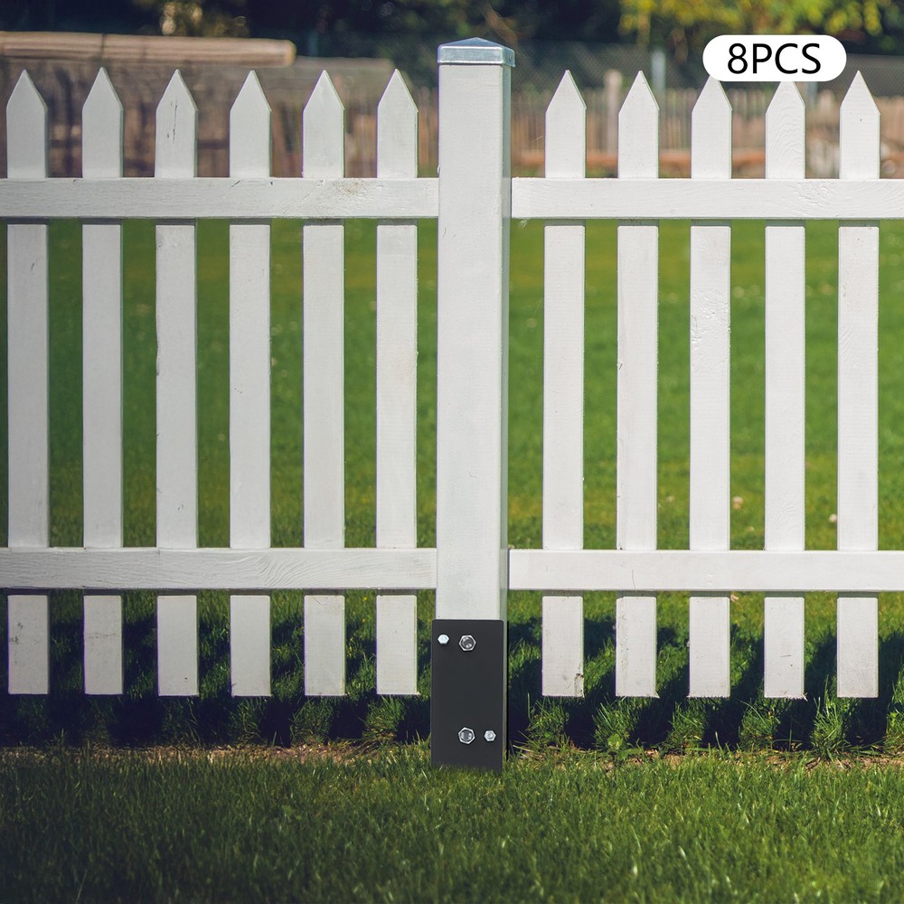 8Pcs Post Base Holders Multi-Functional U-Shape Concrete Foundation Fence Set