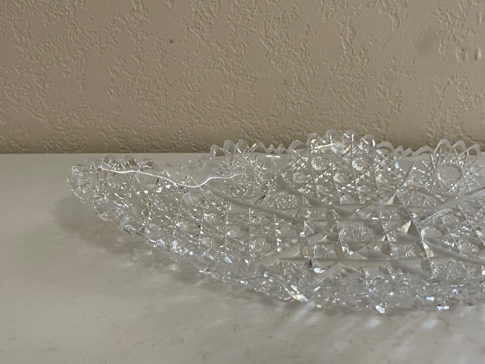 Antique ABP Oval Shape Cut Glass Tray