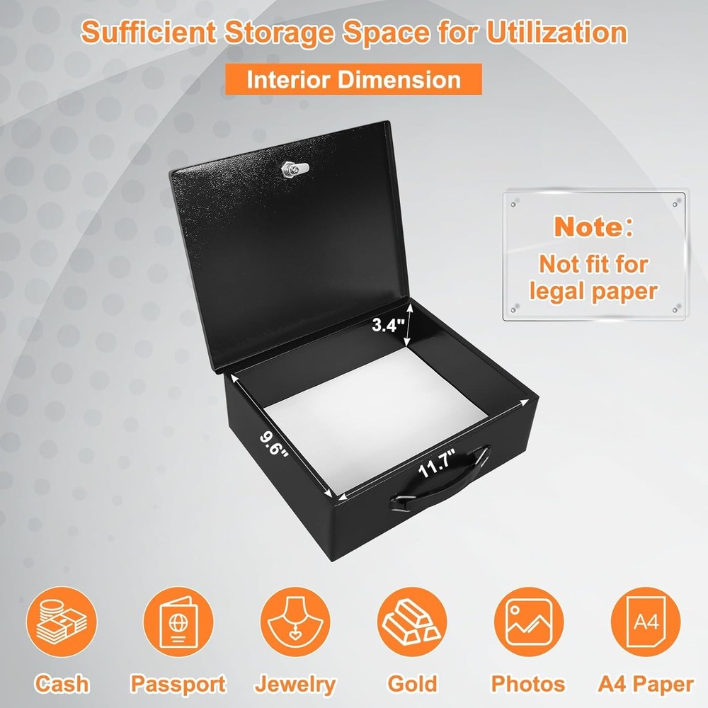 Multi-Purpose Fireproof Lock Box - Secure Storage for Home, Office & Travel