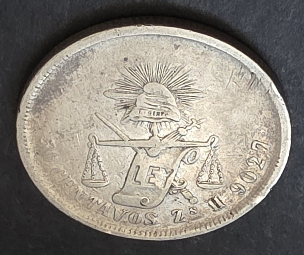 •1871•MEXICO•50 CENTAVOS•SILVER COIN•