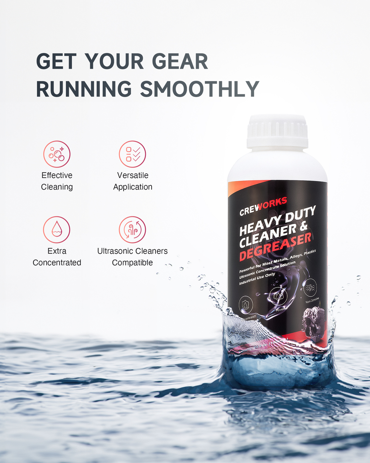 CREWORKS Ultrasonic Carburetor Cleaner Solution Concentrate for Sonic Cleaners