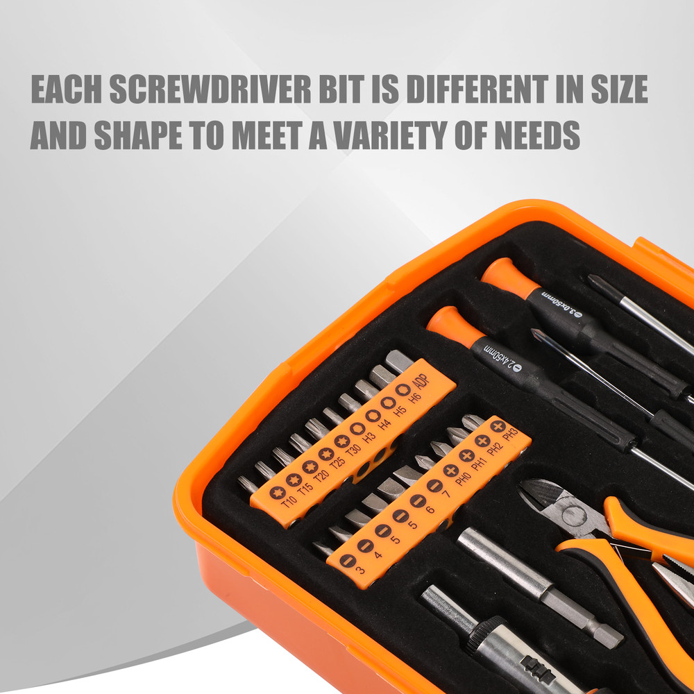 SCREWDRIVER + PLIERS ORANGE 37PCS PRECISION BIT TOOL KIT HIGH SPEED DRILL BITS