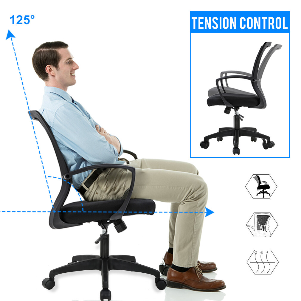 Office Chair Ergonomic Desk Chair Mesh Computer Chair W/Lumbar Support Armrest