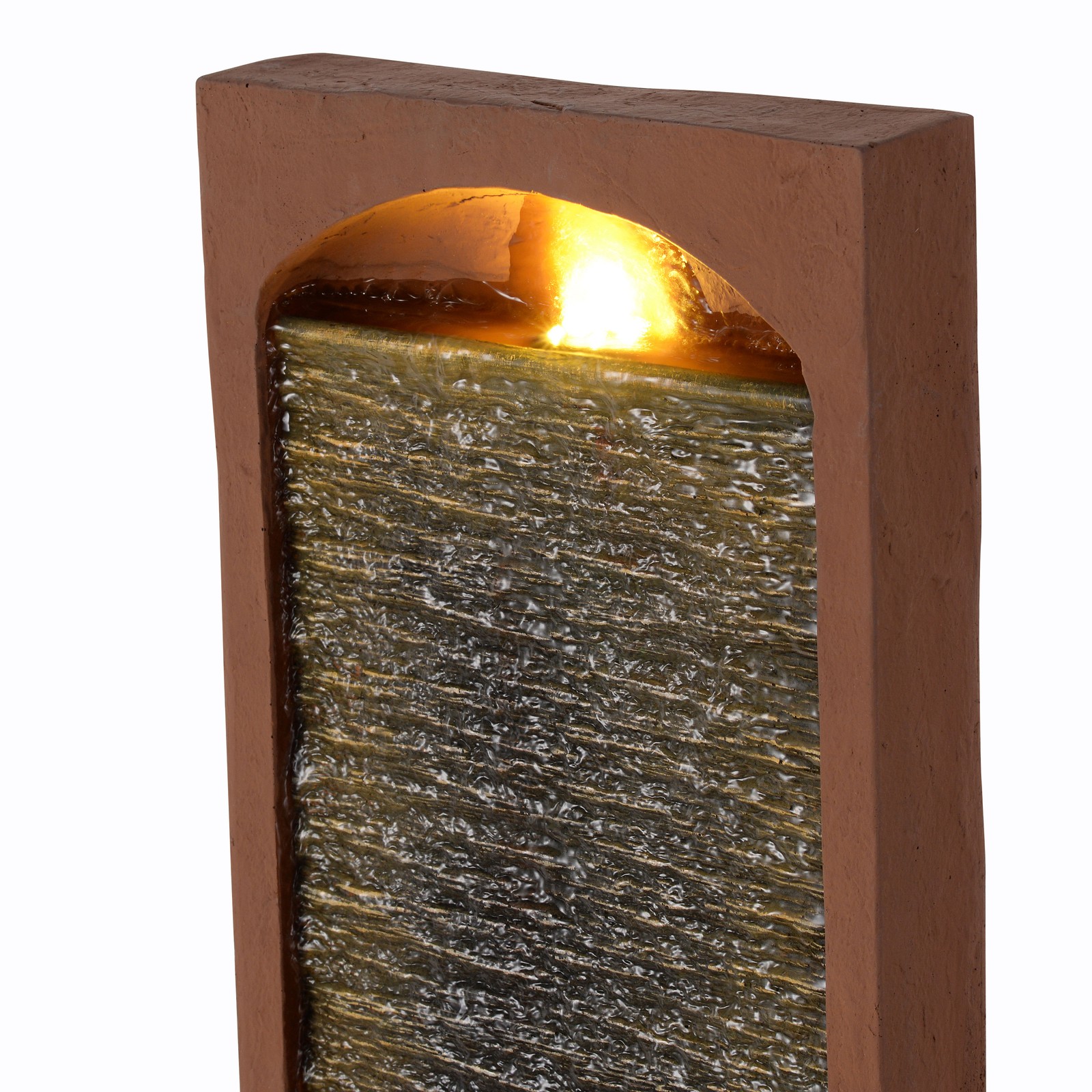 Teamson Home 38.5" Outdoor LED Waterfall Fountain, Red Rock