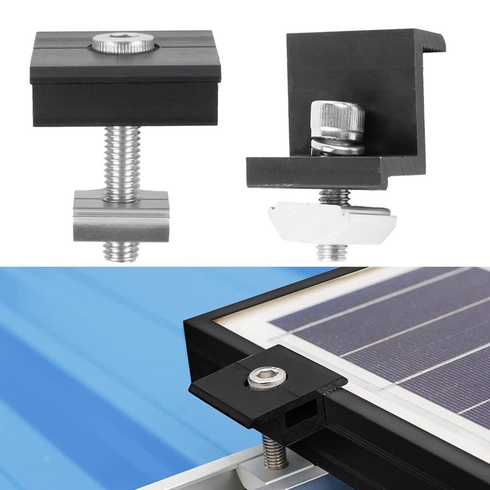 High Strength Solar Panel End/Middle Clamp Mounting Bracket Black 30mm/35mm