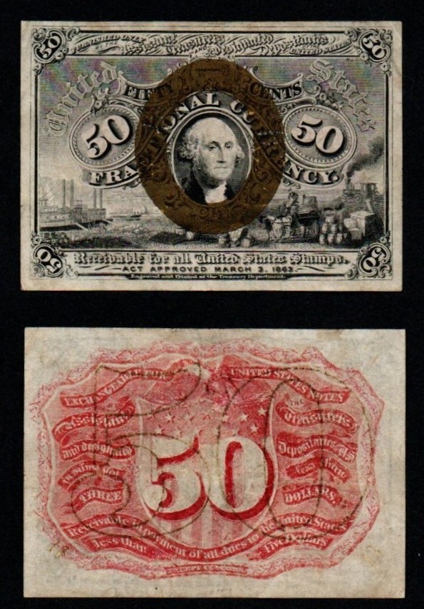 50c 1863-67 2nd Issue CRISP XF+ Red Back Washington Frame Fractional Currency!