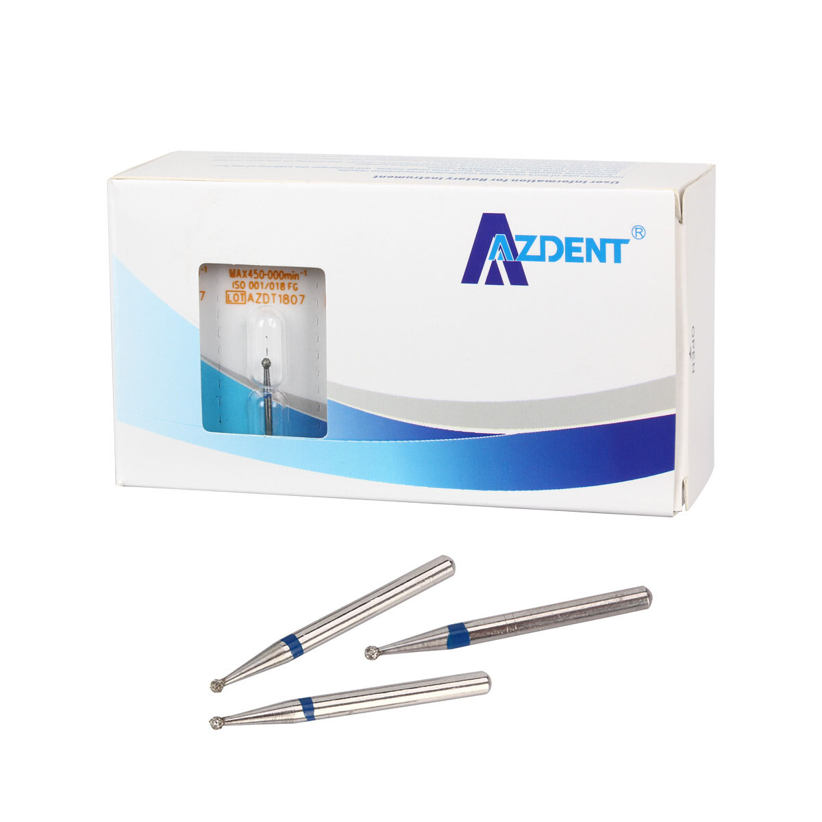 AZDENT Dental FG Diamond Burs for High Speed Handpiece Friction Grip 5pcs/pack