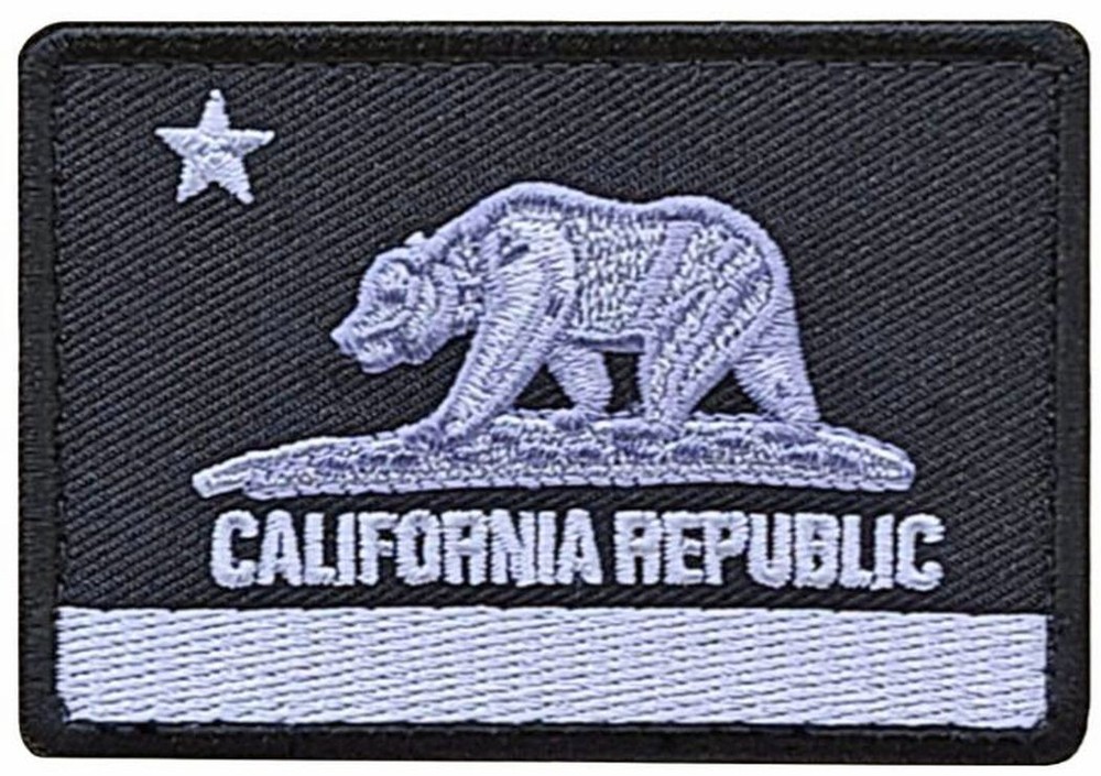 CALIFORNIA STATE REPUBLIC FLAG EMBROIDERED PATCH | 2PC HOOK BACKING 3"X2"