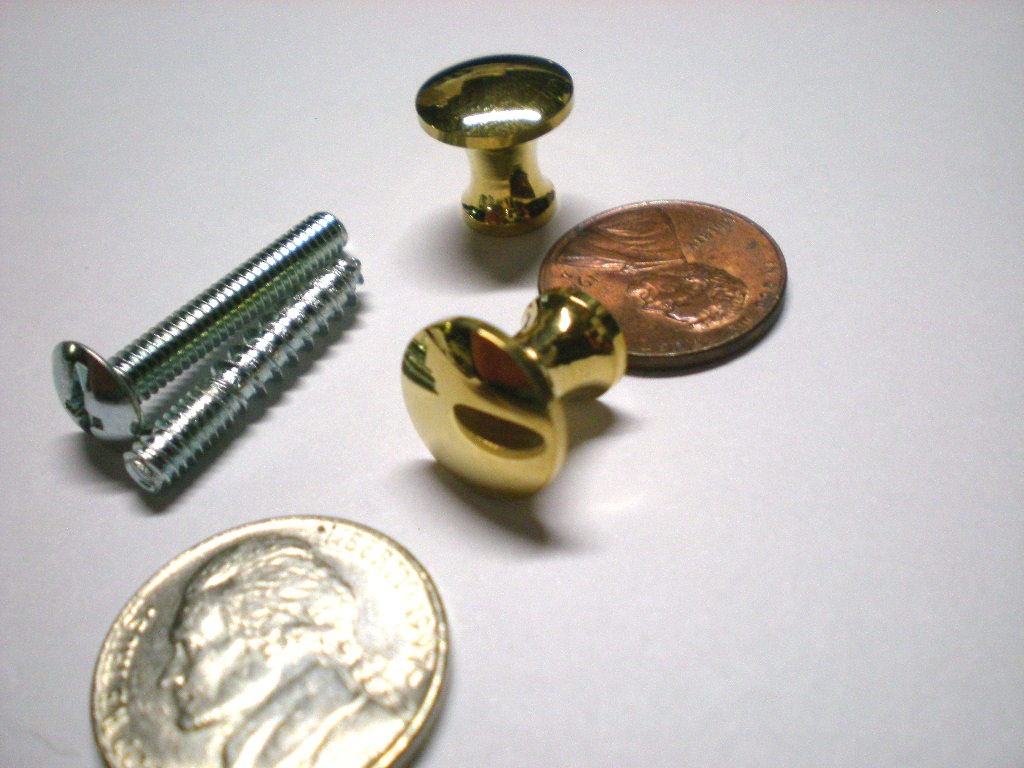 2 Small Solid Brass Knob for drawers/jewelry boxes.1/2 Inch Diameter.
