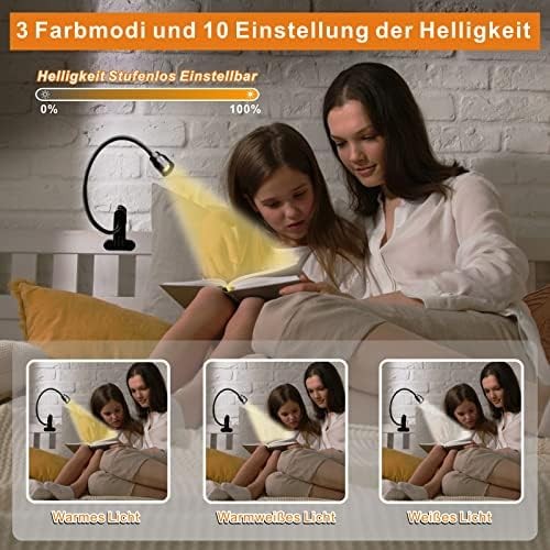 Zoomable LED Clip on Reading Light USB Dimmable