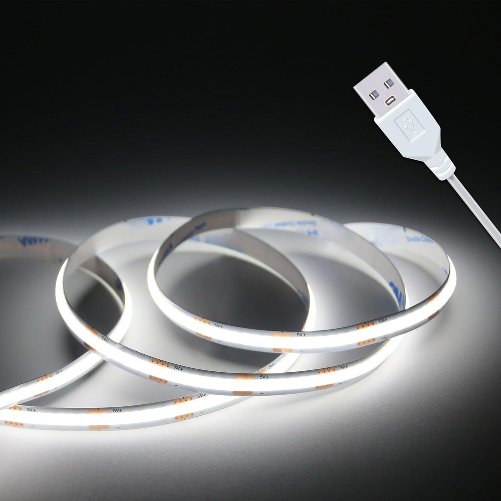 Energy Efficient 320 LED COB Strip Light - 3.28FT White USB Lighting Solution