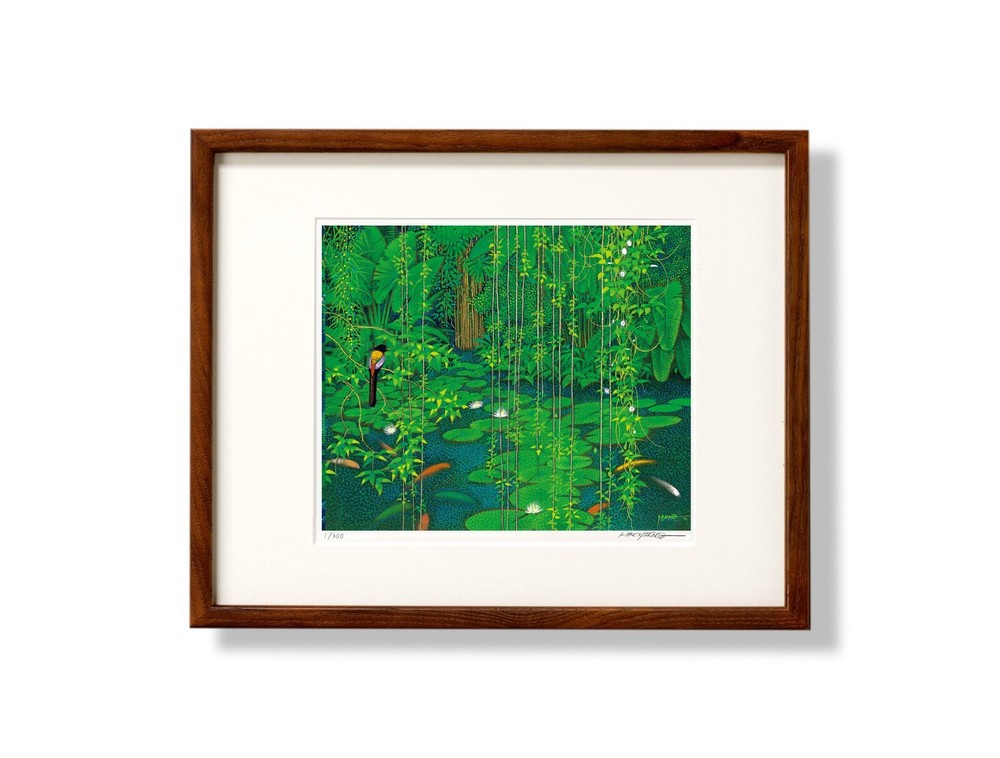 Hiroo Isono Gentle-Forest 320ｘ260mm w/frame Printmaking Numbered ed.300 Signed