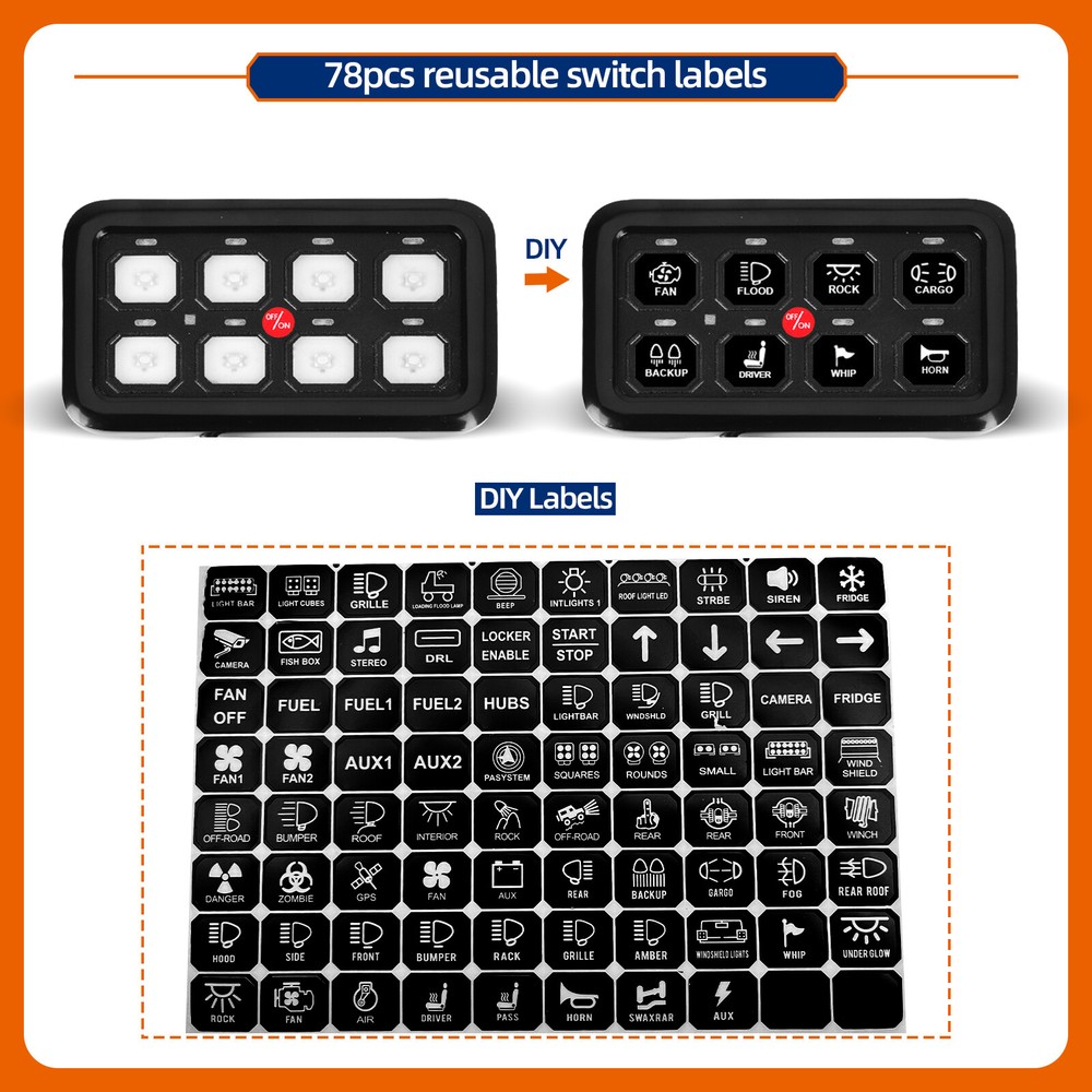 8 Gang Switch Panel Light Electronic Relay Control System Marine Boat Camper