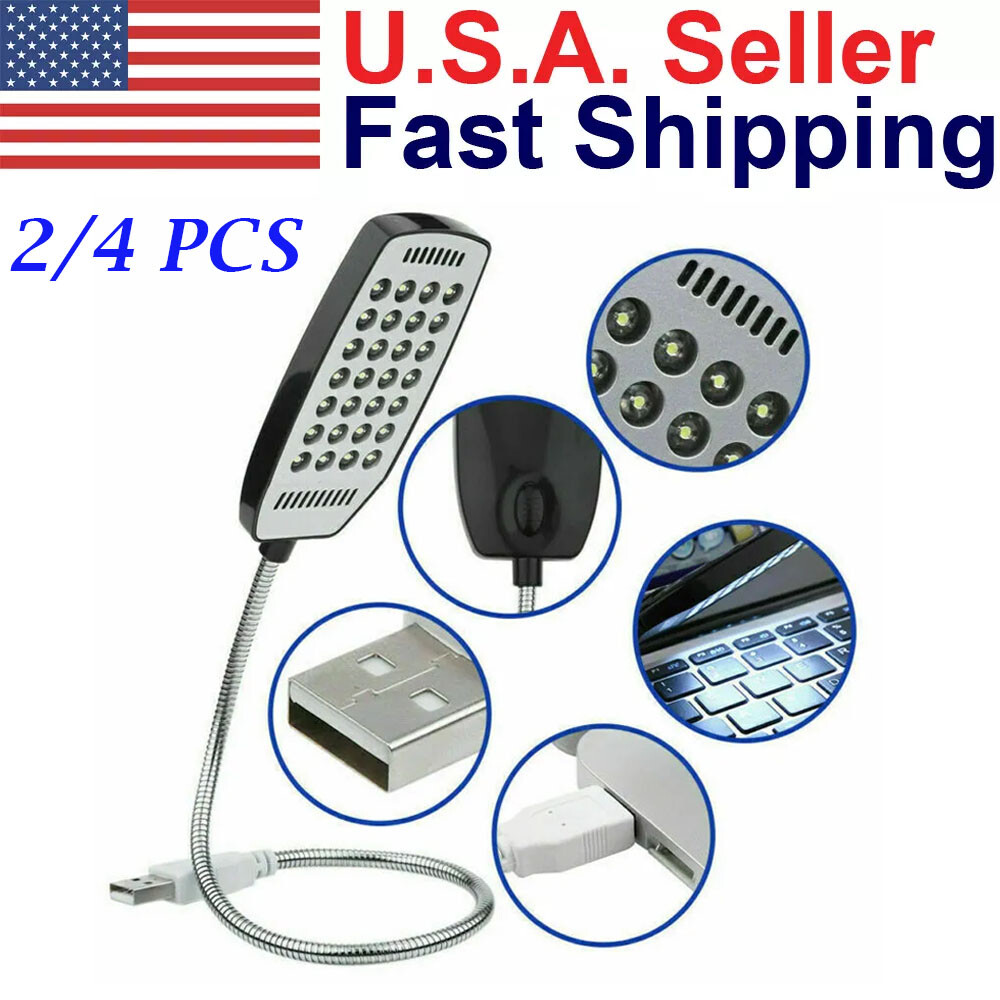 2/4Pcs 28LED USB Light Flexible Computer Notebook Laptop PC Desk Reading Lamp