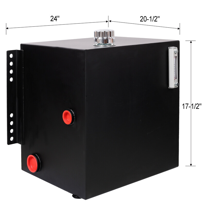 25 Gallon 12 Gauge Steel Hydraulic Fluid Reservoir Tank w/ Temp and Sight Gauge