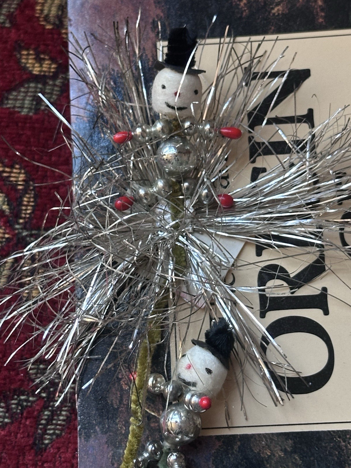 Bundle of rare Santa Claus Elfs Christmas Spun Cotton Heads Chenille Mid Century