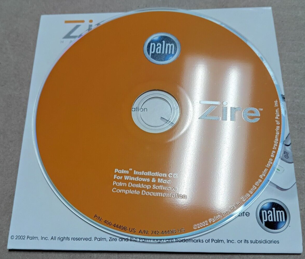 Palm Zire Installation CD For Windows & Mac, Palm Desktop Software