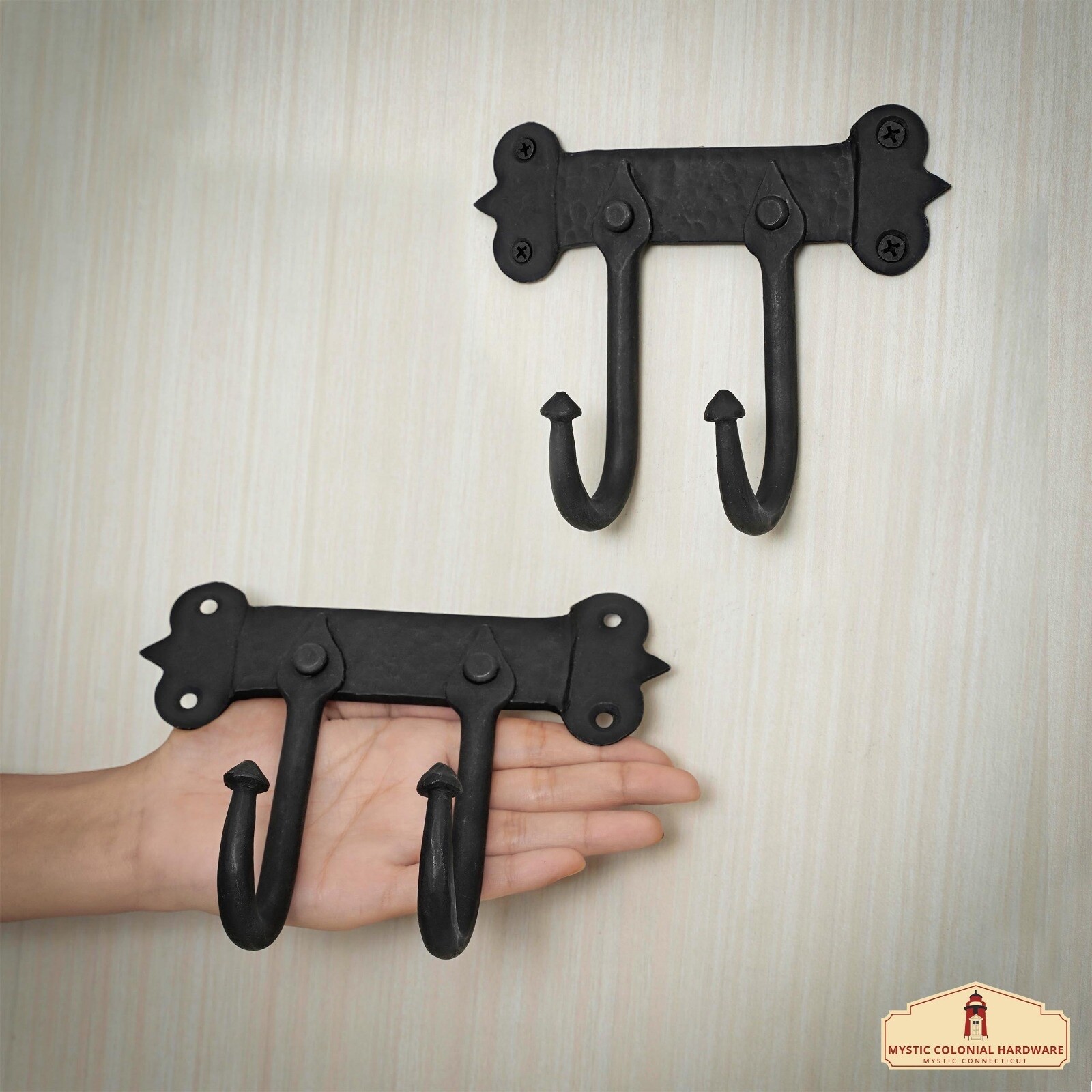 Coat Hook Rustic Cast Iron Door Home Hardware Accessory with Oil Black Finish