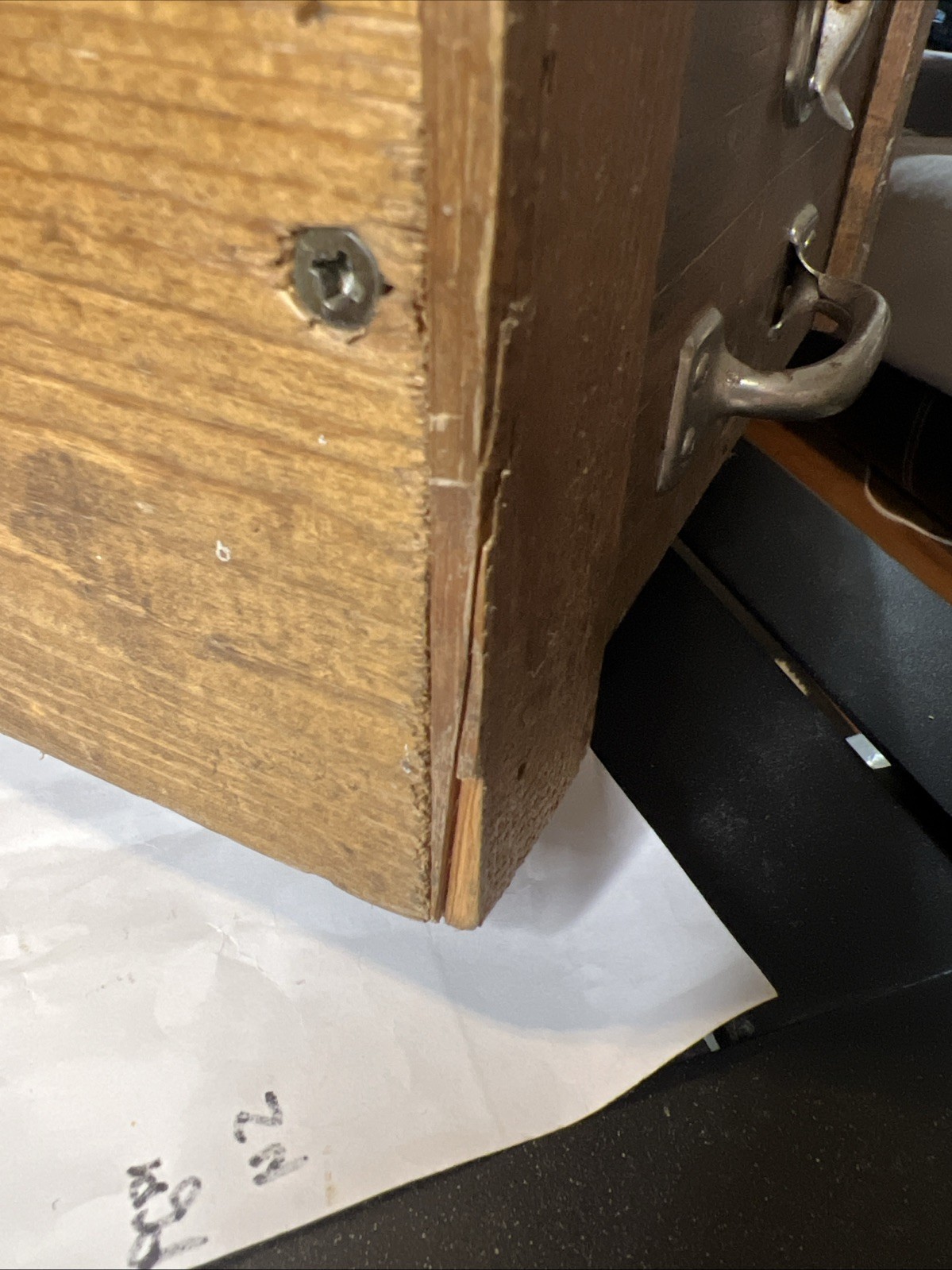 VINTAGE TOOLBOX HAND-MADE WOOD HEXAGON SHAPE LOCK BOX WITH DOUBLE LOCKS +HANDLES