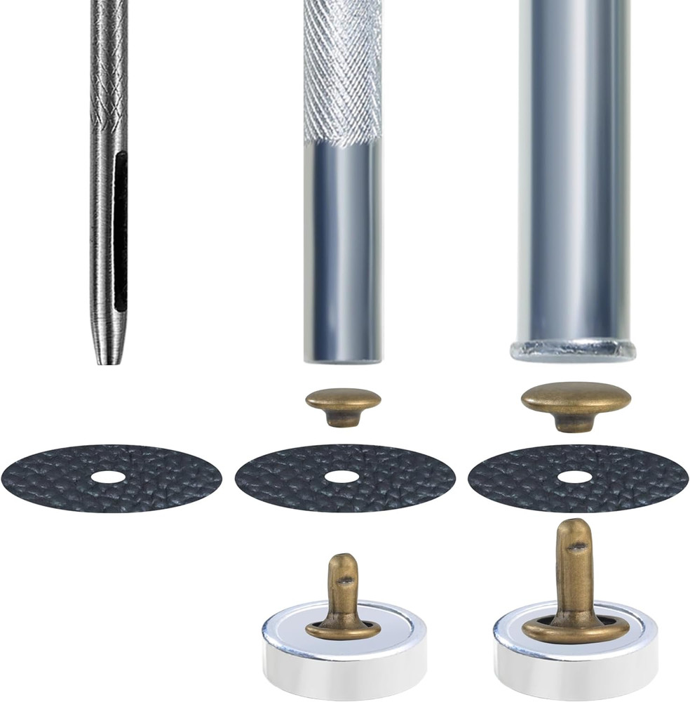 340 Sets Leather Rivets Kit Mixed Sizes Rivets for Leather Double Cap Rivets Stu