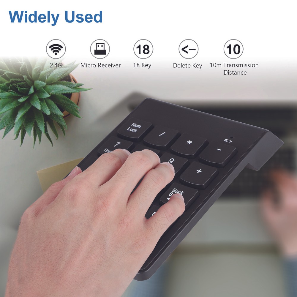 USB 2.4G Wireless Number Pad Numpad Numeric Keypad for Laptop Desktop PC 18Keys