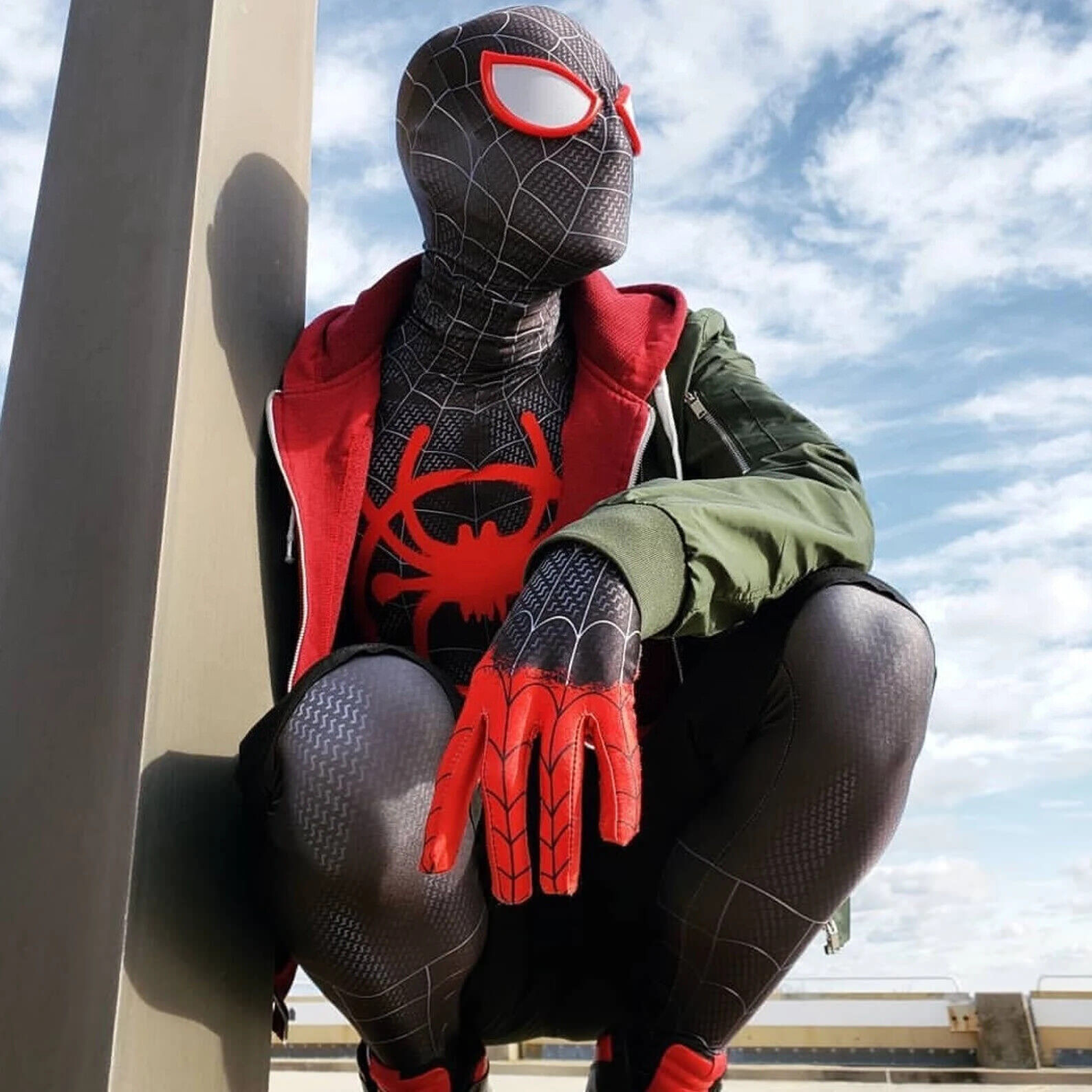 Spiderman Miles Morales Halloween Costume Cosplay Mens Jumpsuit Spandex Bodysuit