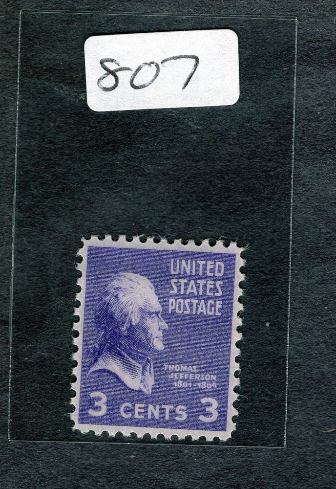 1938 Stamp #807 Thomas Jefferson M/NH