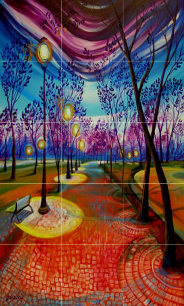 Art Mural Ceramic Light Trees Backsplash Bath Tile #646