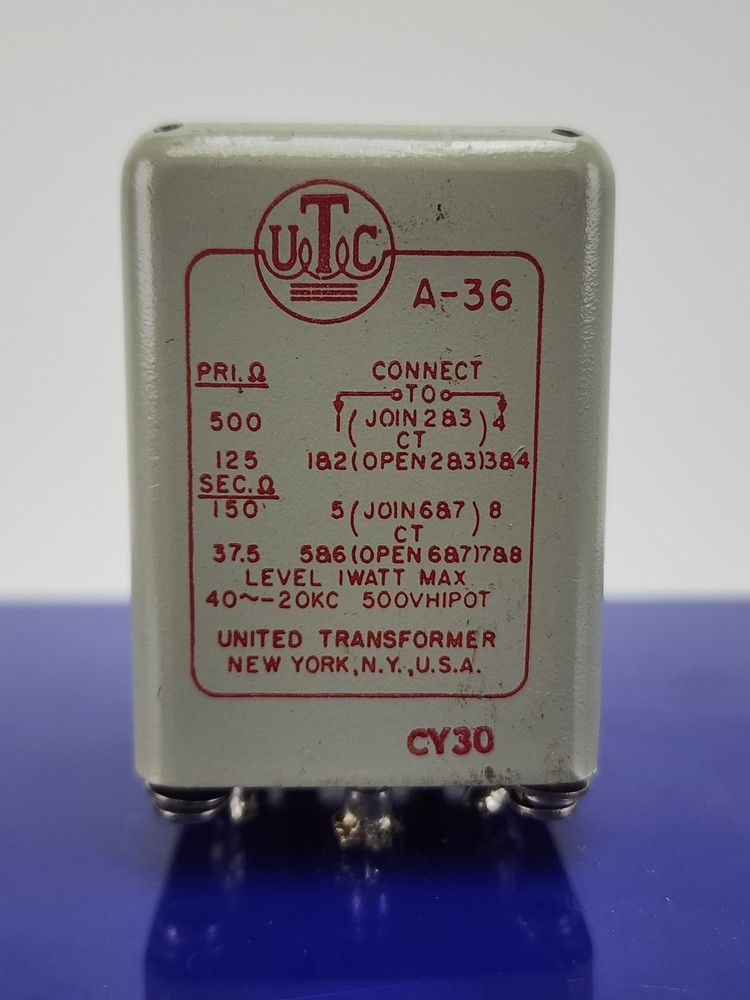 Vintage UTC A-36 Transistor Interstage Transformer Audio A36 AS IS