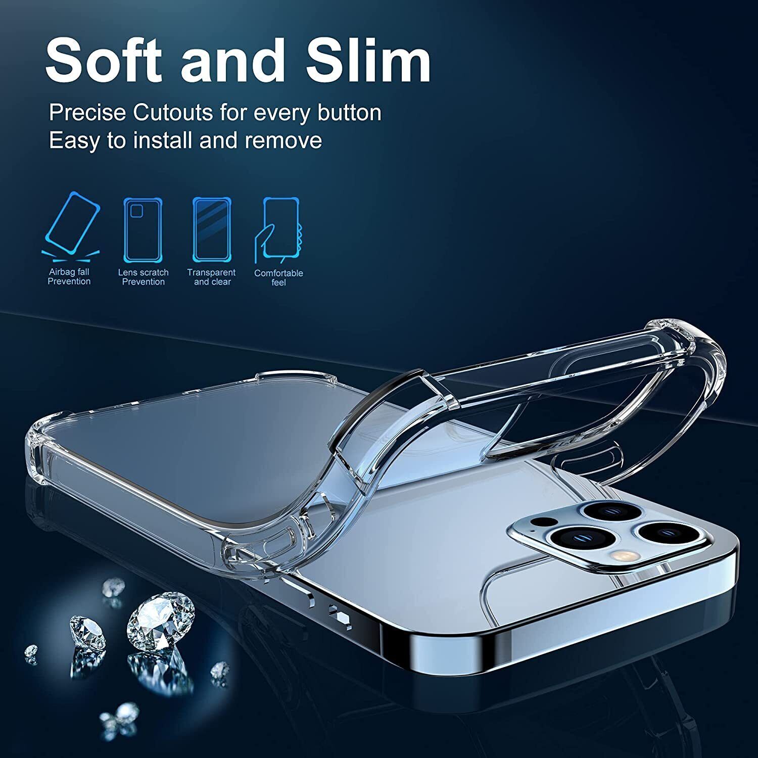 Clear Case Shockproof Cover for iPhone 16 15 14 13 12 11 Pro Max Mini XS XR X 8