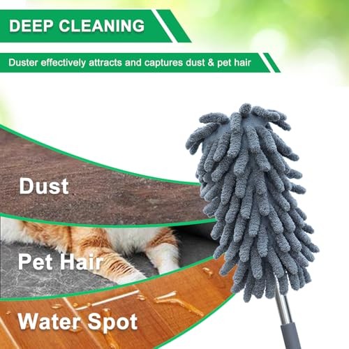 2 Pack Microfiber Duster for Cleaning, Washable Dusters, Extendable Pole, Up