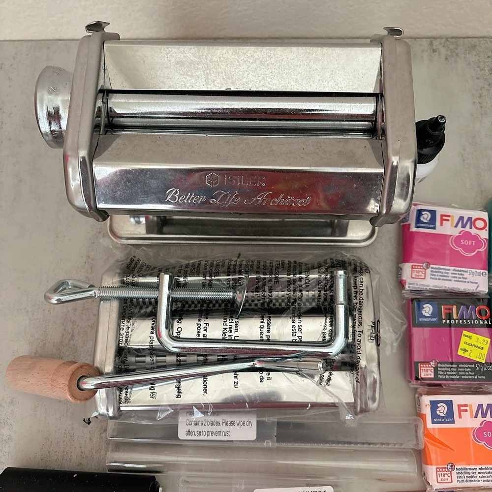 ISILER Clay Pasta Maker FIMO Clay & Cutters Craft Bundle