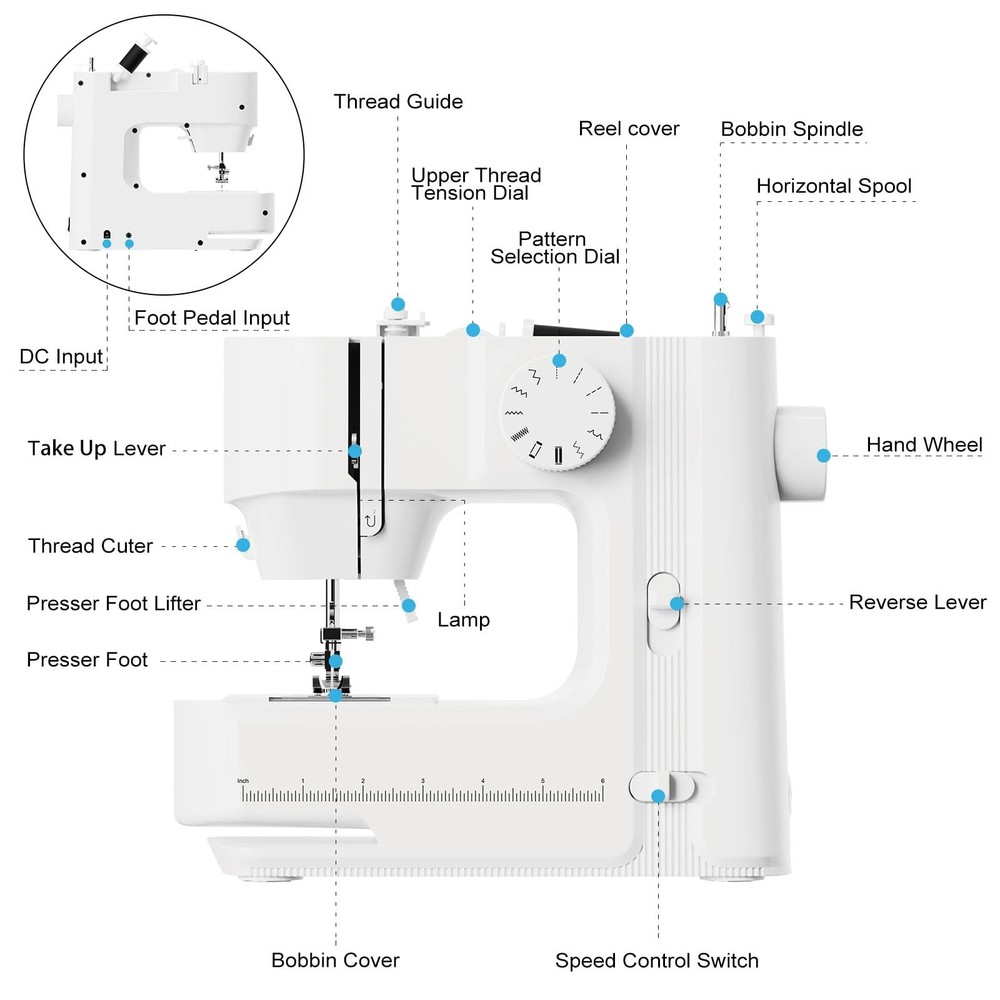 Sewing Machine, Machines for Beginners with Lights, large, White-1