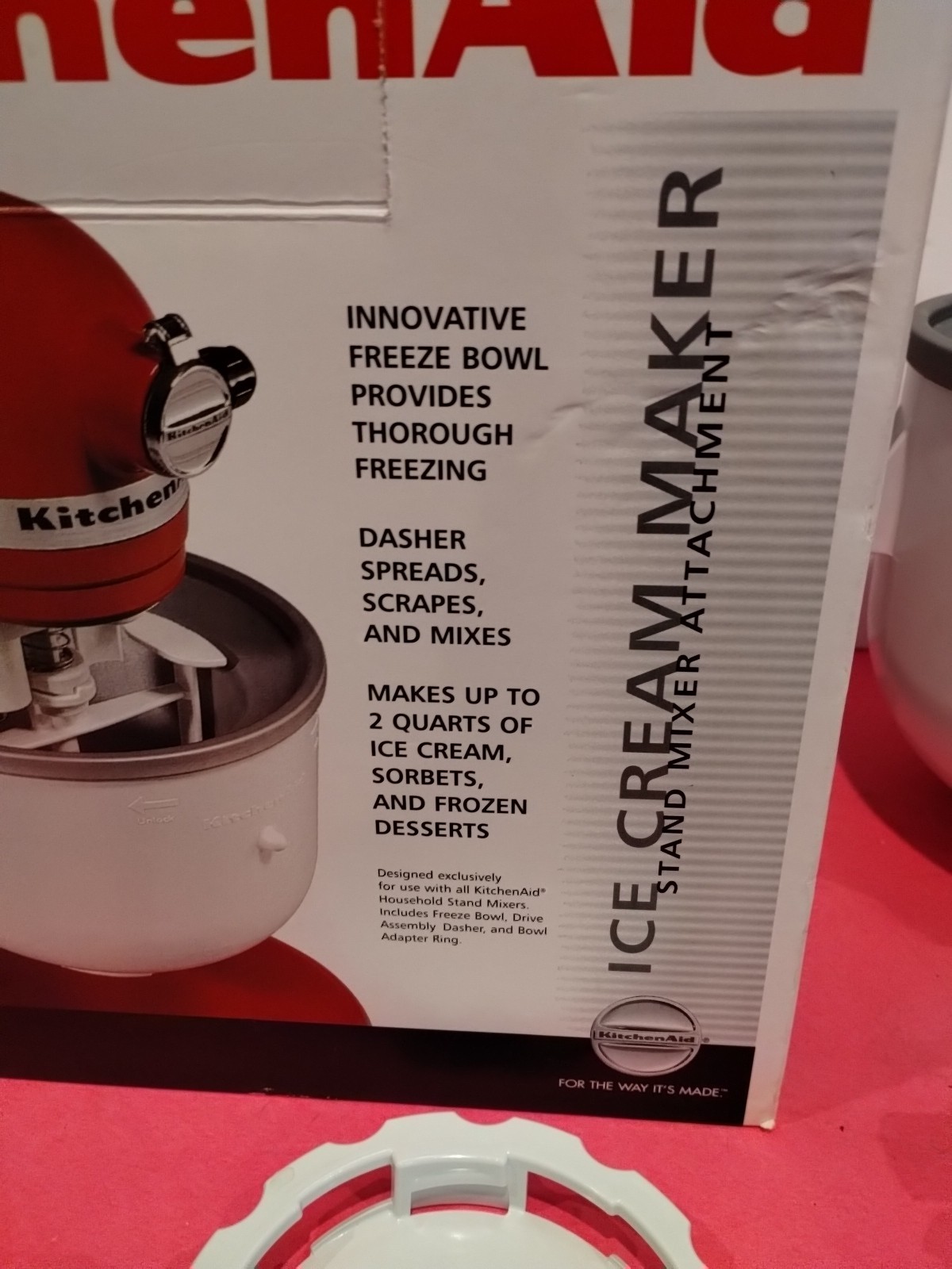 KitchenAid Ice Cream Maker Attachment with Box KICA- White Bowl,, EXC Cond