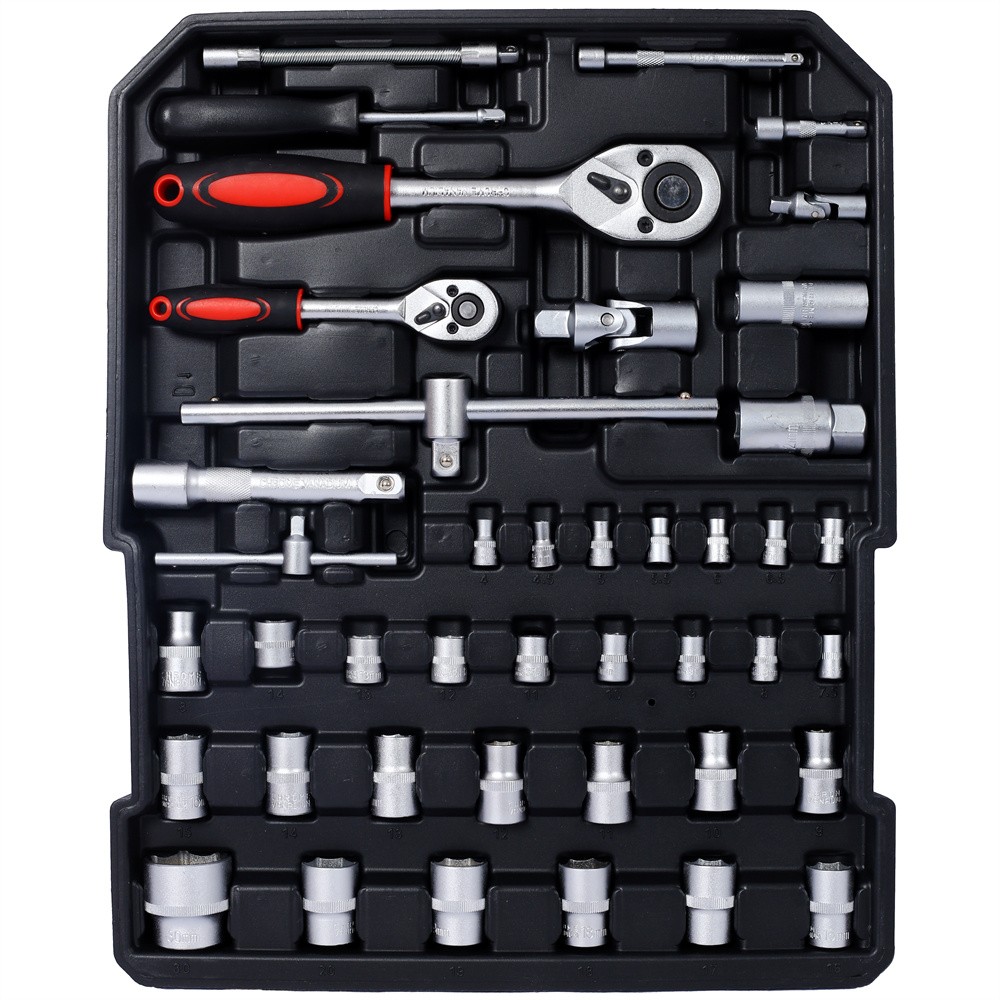 General Household Tool Kit with Rolling Tool Box, Tool Set Kit for Maintenance