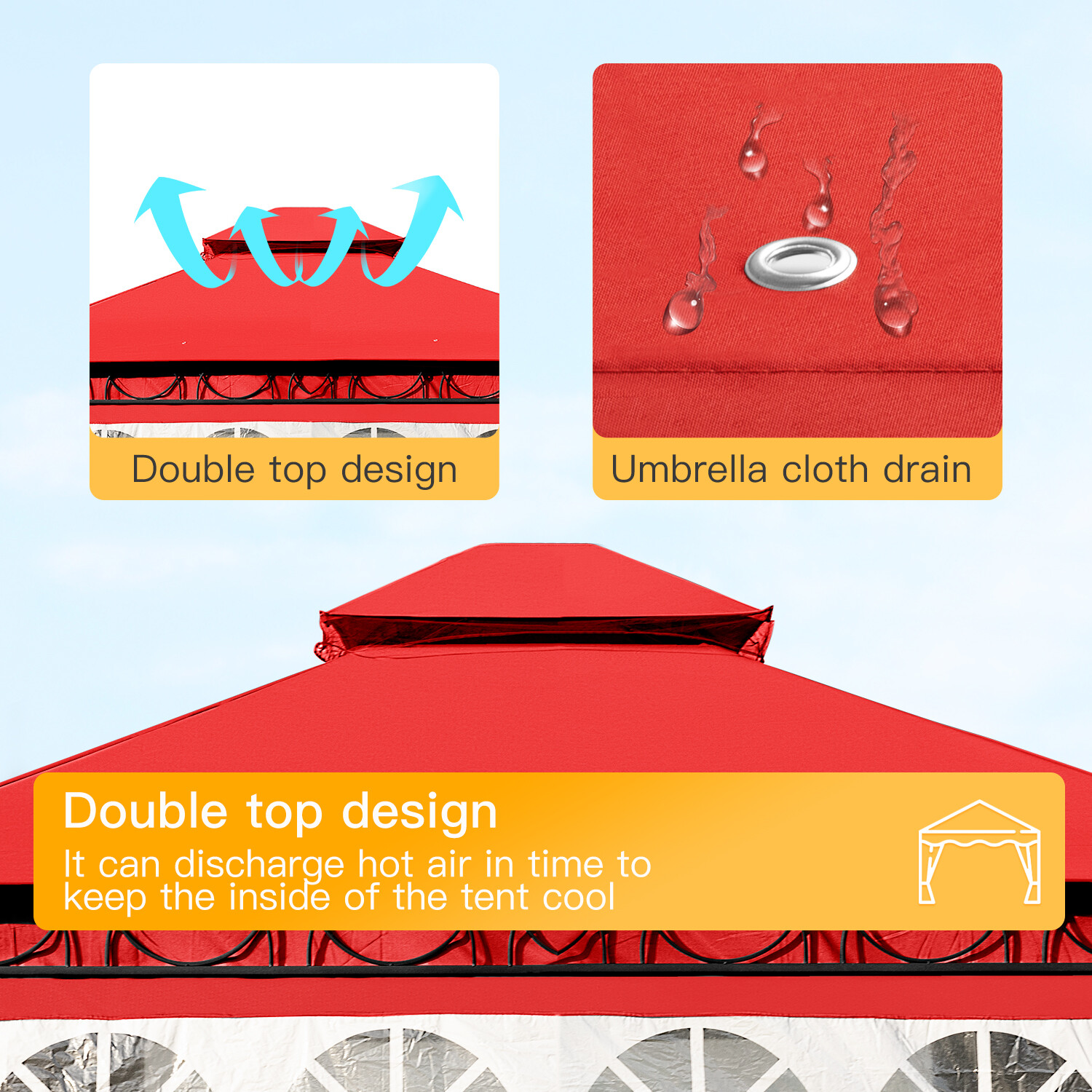 10'x10' Outdoor Pop-Up Canopy Tent, Waterproof Heavy Duty Gazebo w/ 2 Sidewalls