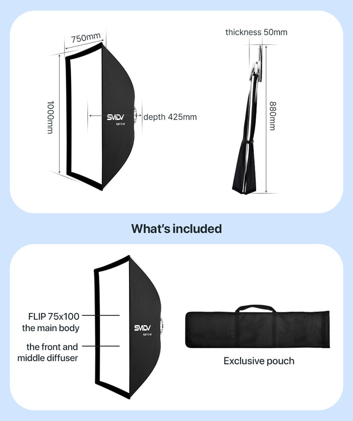 SMDV FLIP NEMO 75x100 Quick Soft Detachable Rectangular Diffuser Speed-Box+Pouch